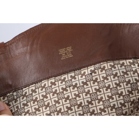 TORY BURCH Kiernan Riding Brown Leather Logo Knee High Boots Size 7M - Picture 16 of 16